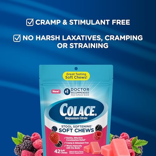 Colace Stool Softener Soft Chews, Gentle Constipation Relief, No.1 Doctor Recommended Stool Softener Brand, 42 Mixed Berry Chews - Image 5