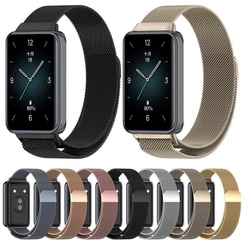 erorex For Honor Band 9 Milan Magnetic Steel Mesh Watch Band(Black) - Image 5