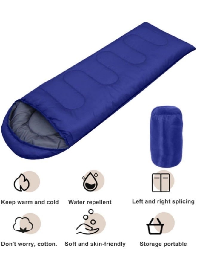 GGEROU أكياس نوم تخييم خفيفة الوزن مع حقيبة ضغط بتصميم سحاب مناسبة للطقس الدافئ والبارد مثالية للمشي والسفر والمغامرات الخارجية زرقاء - Image 3