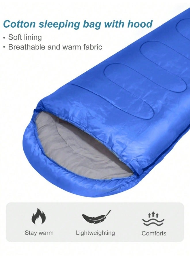 GGEROU أكياس نوم تخييم خفيفة الوزن مع حقيبة ضغط بتصميم سحاب مناسبة للطقس الدافئ والبارد مثالية للمشي والسفر والمغامرات الخارجية زرقاء - Image 5