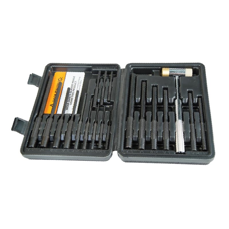 Wheeler Master Roll Pin Punch Set with Dual Sided Hammer, Roll Pin Punches and Starters, Storage Case for Gunsmithing, silver - Image 1