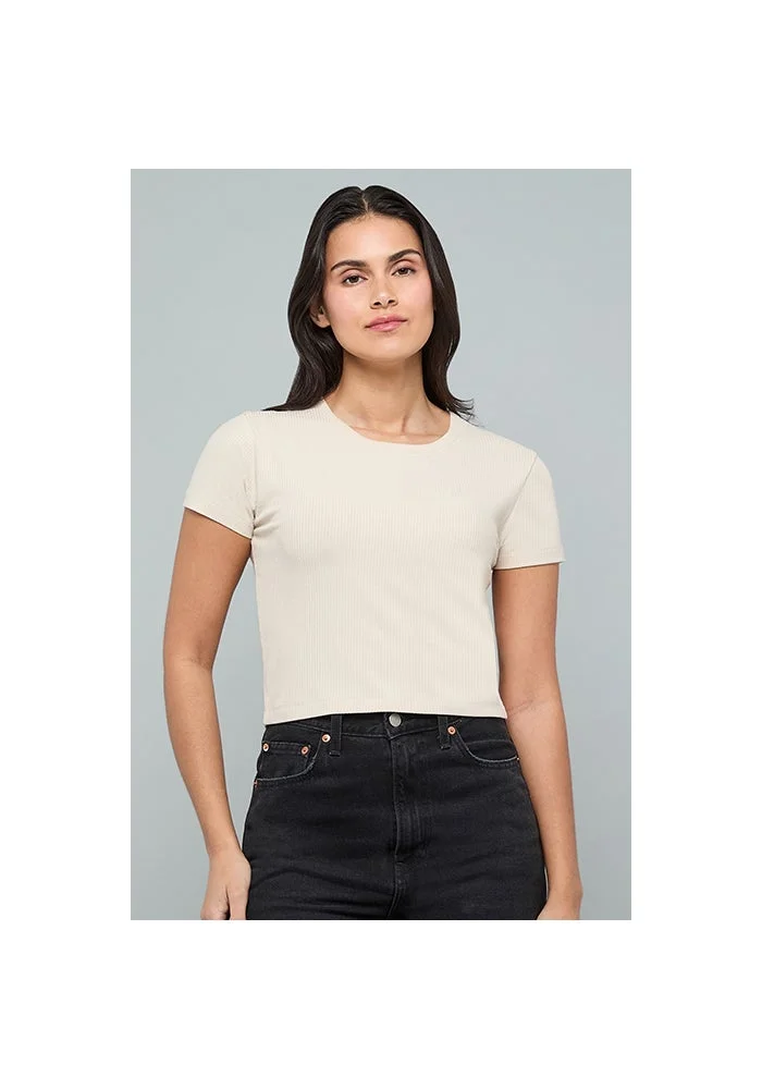 أر أند بي Ribbed Top with Round Neck and Short Sleeves