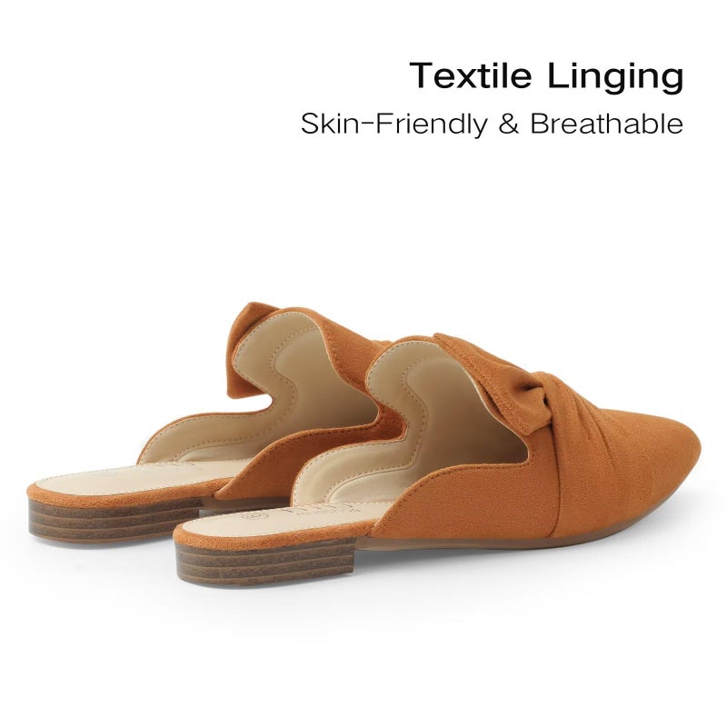 MUSSHOE All-Season Women's Mulesï¼šPointed Toe Backless Loafersï¼šSlip-on Comfortable Dressy Casual Office Business Flat Shoes for Workingâ€‹ Woman Aged 25-45, Tan Suede 9 - Image 4