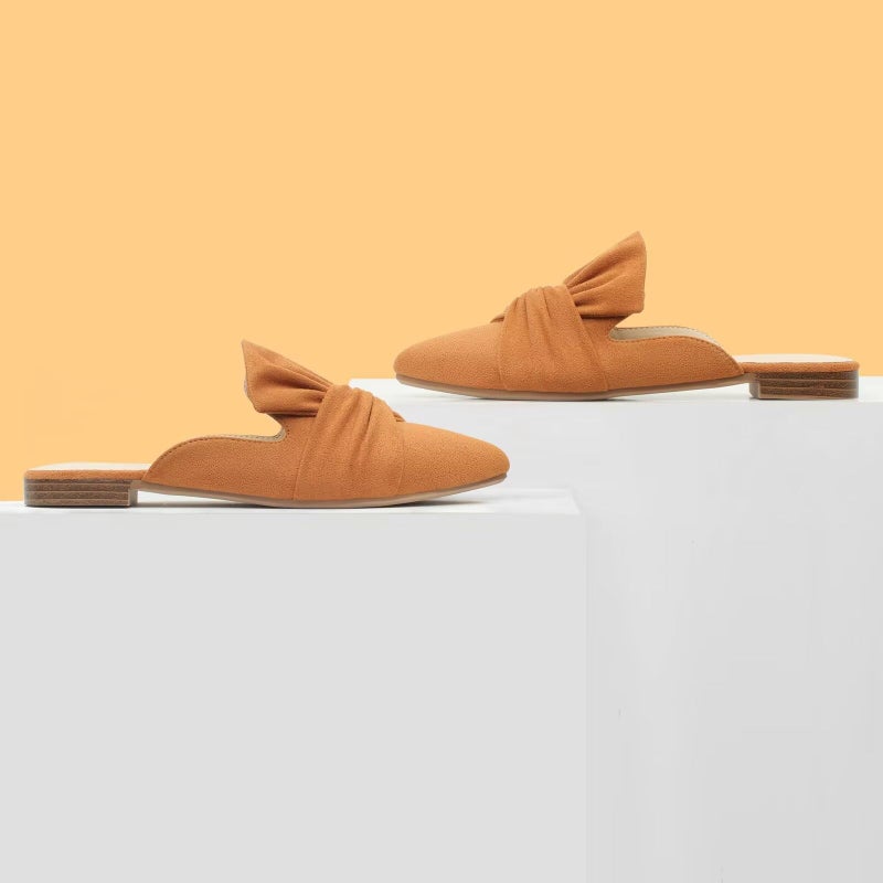 MUSSHOE All-Season Women's Mulesï¼šPointed Toe Backless Loafersï¼šSlip-on Comfortable Dressy Casual Office Business Flat Shoes for Workingâ€‹ Woman Aged 25-45, Tan Suede 9 - Image 3