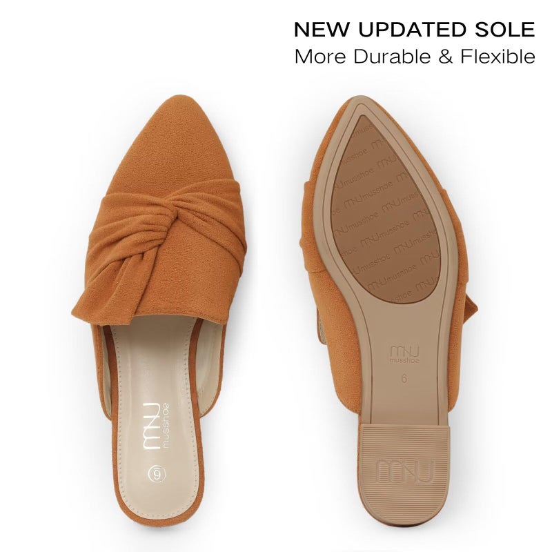MUSSHOE All-Season Women's Mulesï¼šPointed Toe Backless Loafersï¼šSlip-on Comfortable Dressy Casual Office Business Flat Shoes for Workingâ€‹ Woman Aged 25-45, Tan Suede 9 - Image 5
