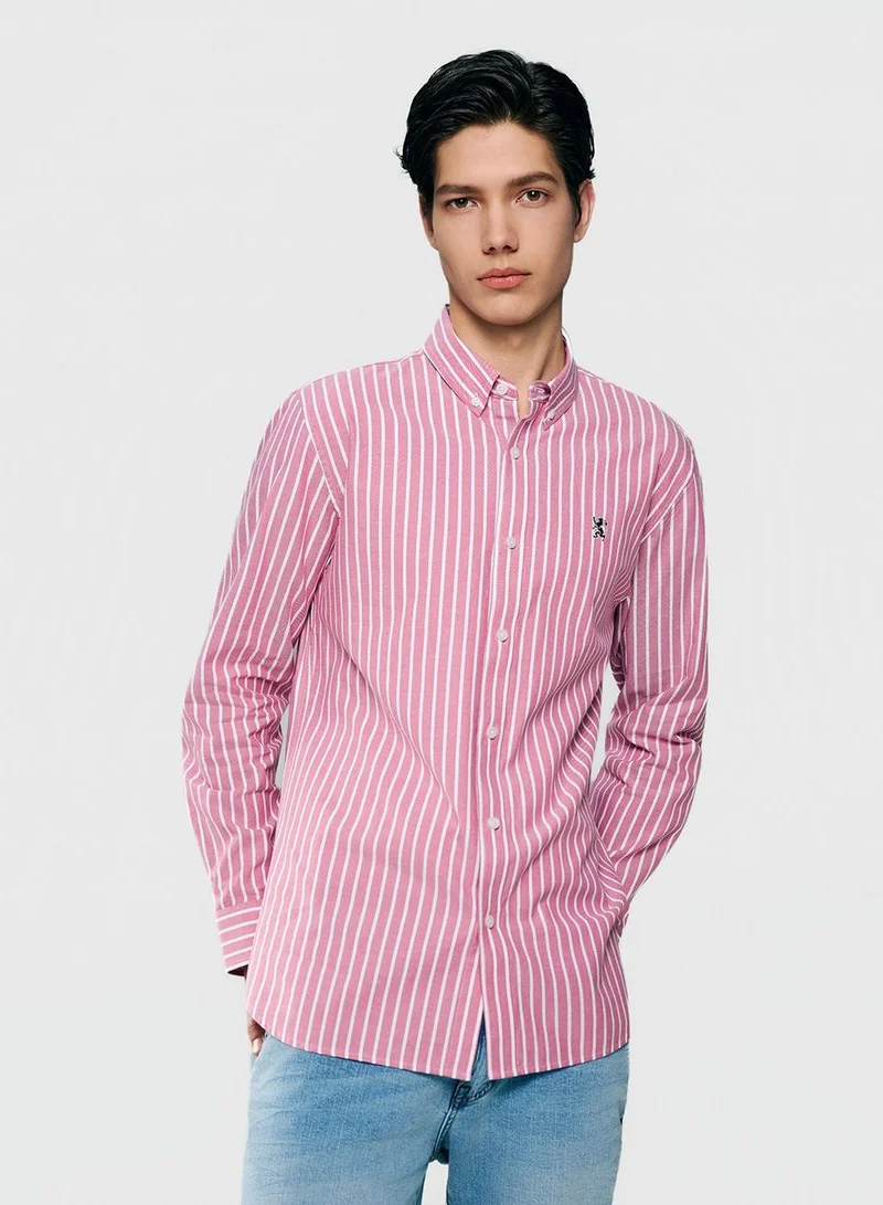 GIORDANO  Men’s Cotton Slim Oxford Shirt with Embroidery for Men | Best Price UAE