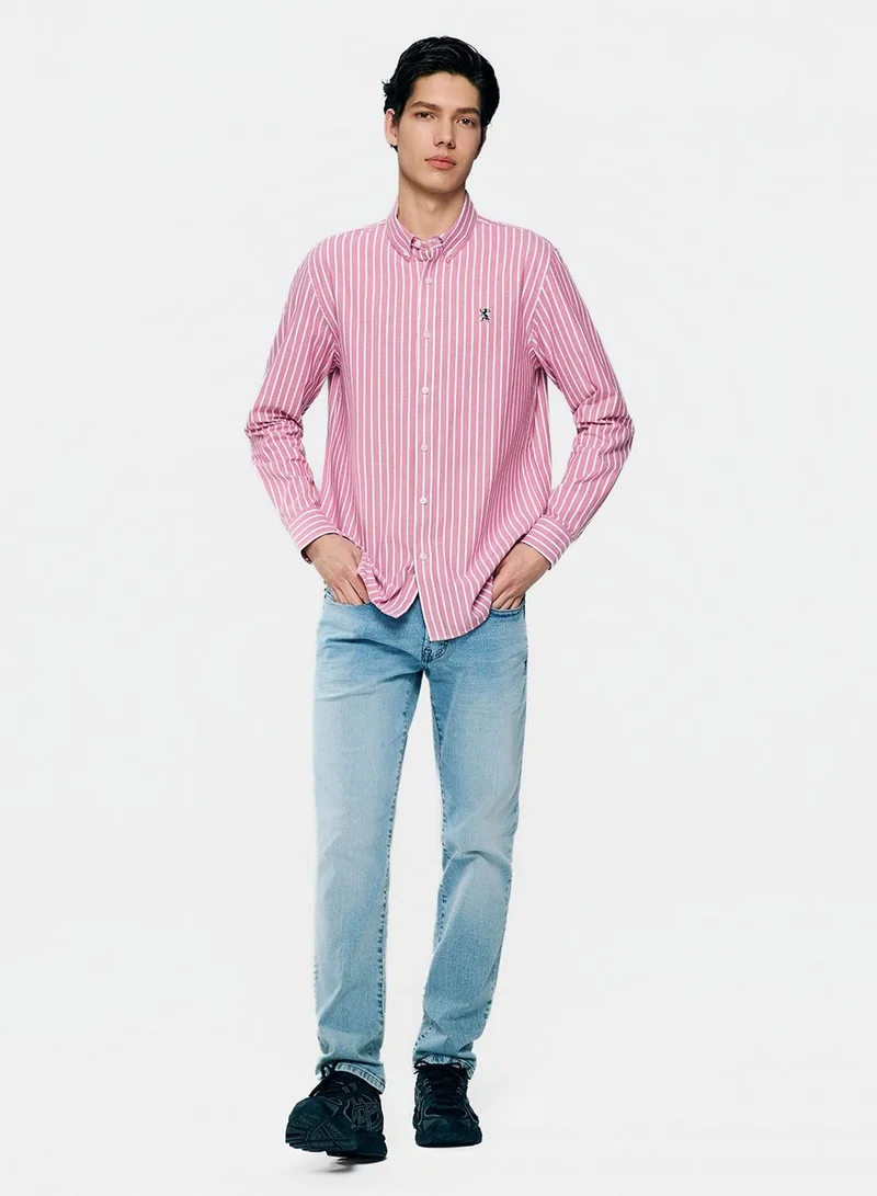 GIORDANO  Men’s Cotton Slim Oxford Shirt with Embroidery for Men | Best Price UAE