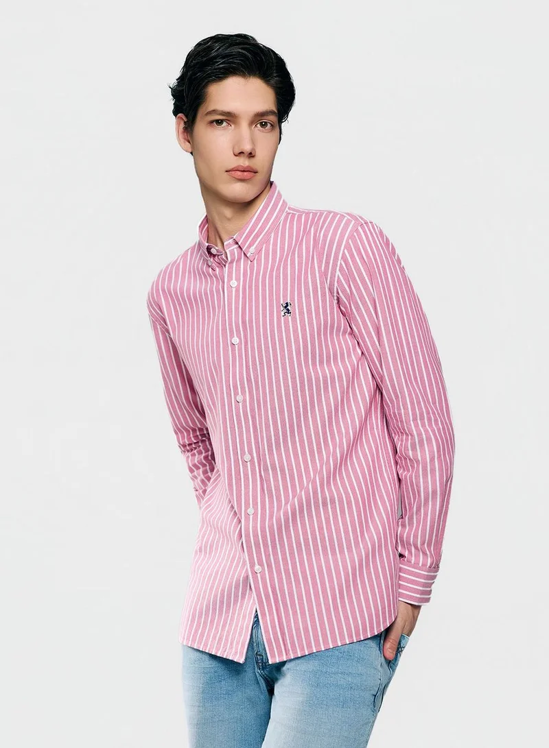 Men’s Cotton Slim Oxford Shirt with Embroidery