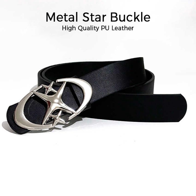 TYHOTULY Y2k Belt Star Metal Buckle Vintage Gothic Punk Rock Emo Grunge Accessories Western Chunky Belts Trendy Y2k Clothes (Black,43" (Fit waist 29"-35")) - Image 2