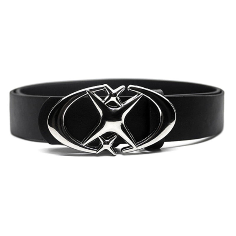 TYHOTULY Y2k Belt Star Metal Buckle Vintage Gothic Punk Rock Emo Grunge Accessories Western Chunky Belts Trendy Y2k Clothes (Black,43" (Fit waist 29"-35")) - Image 1