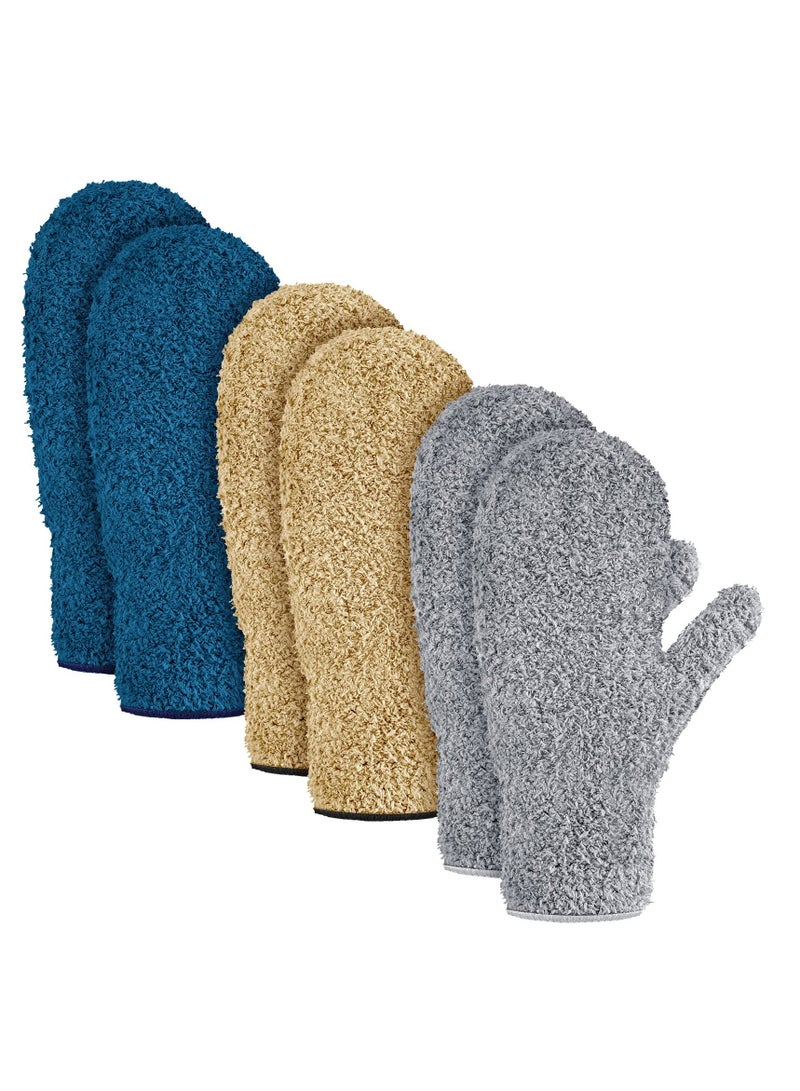 3 Pairs of Reusable Microfiber Dust Mitts, No-Scratch Cleaning Gloves for Kitchen, Home, and Car Dusting - Image 1