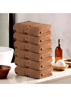 Kuber Industries Kuber Industries Pack of 6 Cotton Hand/Face Towels For Men & Women | Easily Washable | Workout Gym Napkins For Men | Pocket Towel - Golden  - Image 1