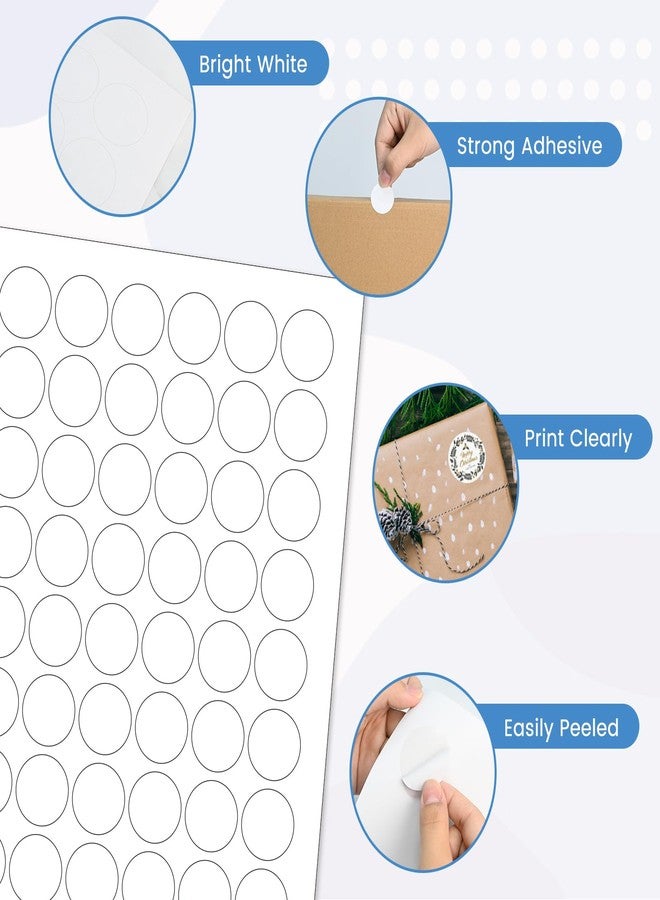 L LIKED 1'' Diameter Round Printable 25 Sheets Matte Sticker Labels for Laser/Inkjet Printer, White Blank Circle Stickers, Strong Adhesive (1575 Labels) - Image 3