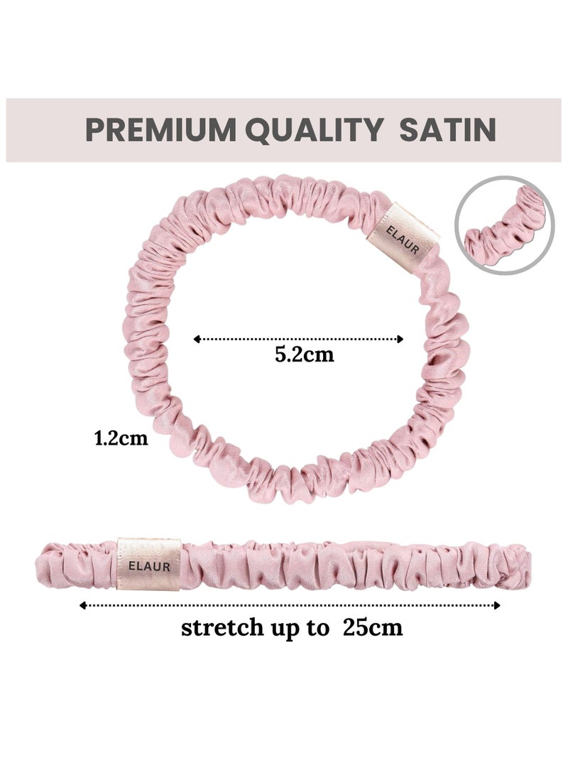 إيلور ربطات شعر حريرية ساتان من ELAUR للنساء والفتيات | تمنع التجعد والتموج | إكسسوارات شعر ناعمة | ربطات شعر متوسطة الحجم | ألوان أسود، وردي، رمادي، بأستيك مطاطي | عبوة من 6 ألوان (صن رايز) - Image 2