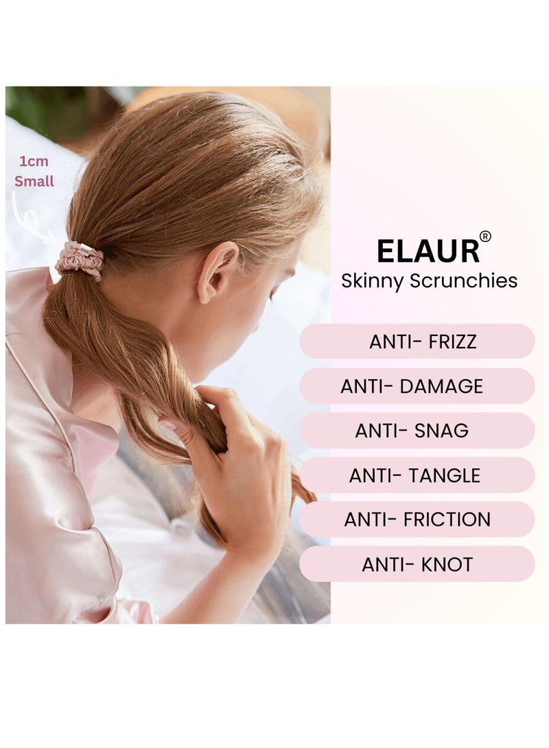 إيلور ربطات شعر حريرية ساتان من ELAUR للنساء والفتيات | تمنع التجعد والتموج | إكسسوارات شعر ناعمة | ربطات شعر متوسطة الحجم | ألوان أسود، وردي، رمادي، بأستيك مطاطي | عبوة من 6 ألوان (صن رايز) - Image 3