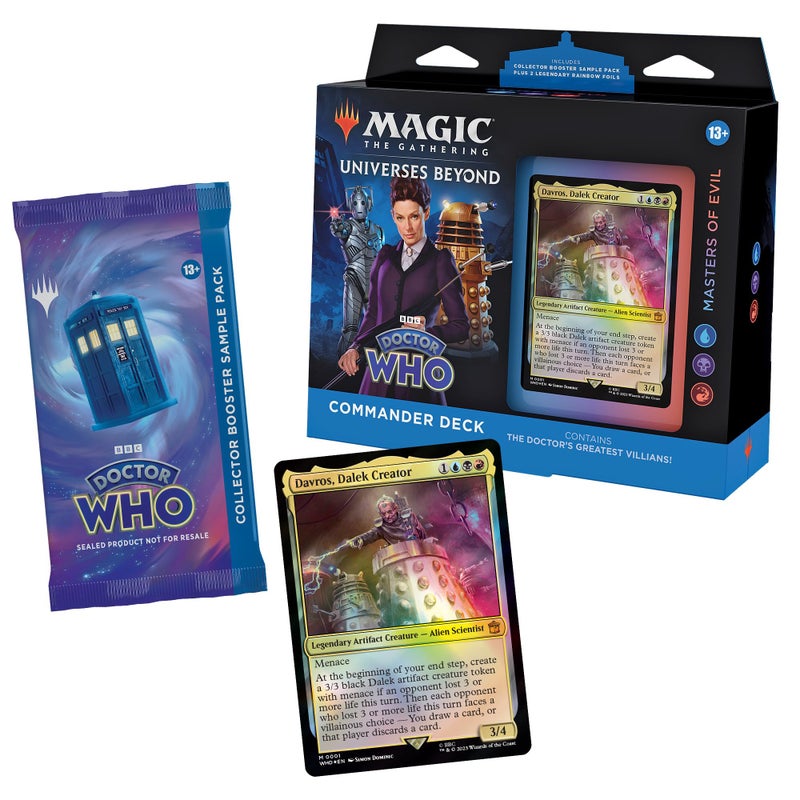 Magic the Gathering Magic: The Gathering Doctor Who Commander Deck - Masters of Evil (100-Card Deck, 2-Card Collector Booster Sample Pack + Accessories) - Image 2