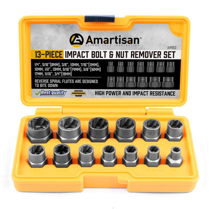 Amartisan Impact Bolt Extractor Tool, 13PC Bolt Nut Removal Extractor Socket Tool Set - Image 1