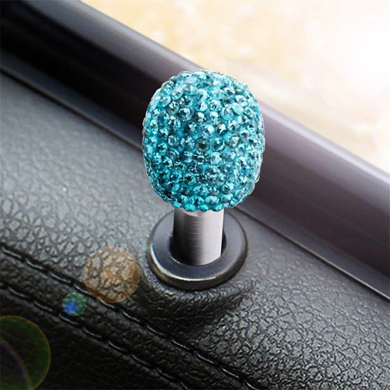 cheekyglo 2 Pieces Car Door Lock Pin, Decortion ling Rhinestone uto Interior Lock Pull Pin Knos luminum lloy Universal uto Interior ccessories, lue-Blue - Image 1
