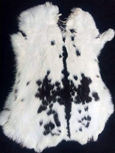 yingda1992 1pcs Natural Spotted Tanned Rabbit Hide Skin (12" by 14" Rabbit Pelt with Sewing Quality Leather) (Natural Spotted Color) - Image 2
