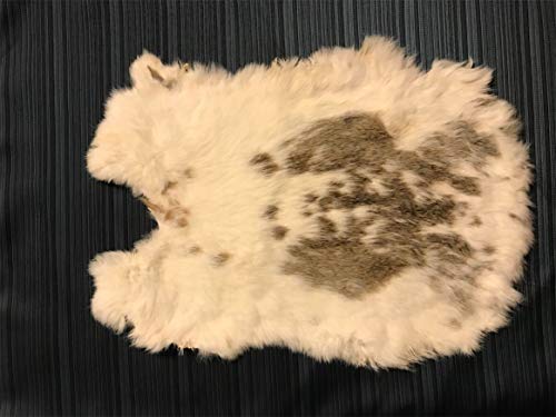 yingda1992 1pcs Natural Spotted Tanned Rabbit Hide Skin (12" by 14" Rabbit Pelt with Sewing Quality Leather) (Natural Spotted Color) - Image 3