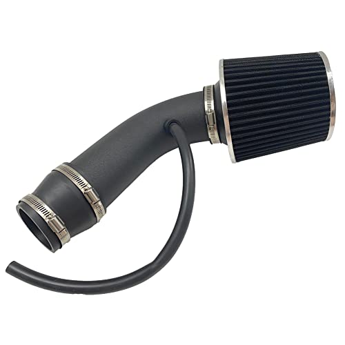 MOOSUN 3" Universal Cold Air Intake Kit Intake Pipe Kit Aluminium Automotive Air Intake Air Filter Induction Flow Hose Pipe Kit Black Filter - Image 1