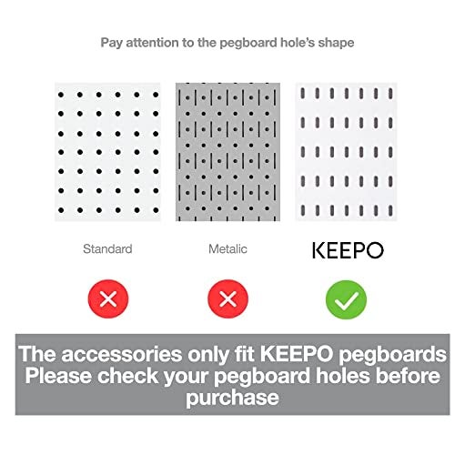 Keepo Pegboard Accessories, Peg Board Accessory Kit for Wall Organizer, Office Pegboard Accessories, Container, Racks, and Pegboard Hooks, Peg Board Shelving White Accessories Combo B - Image 3