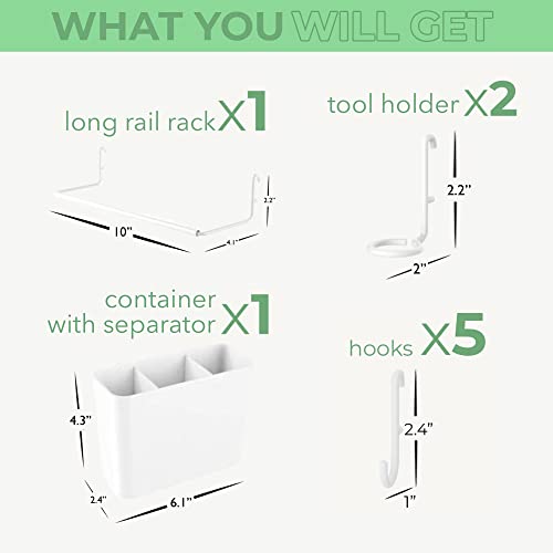 Keepo Pegboard Accessories, Peg Board Accessory Kit for Wall Organizer, Office Pegboard Accessories, Container, Racks, and Pegboard Hooks, Peg Board Shelving White Accessories Combo B - Image 2