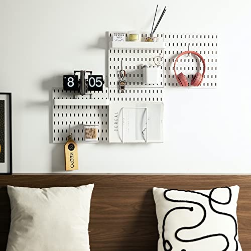 Keepo Pegboard Accessories, Peg Board Accessory Kit for Wall Organizer, Office Pegboard Accessories, Container, Racks, and Pegboard Hooks, Peg Board Shelving White Accessories Combo B - Image 4