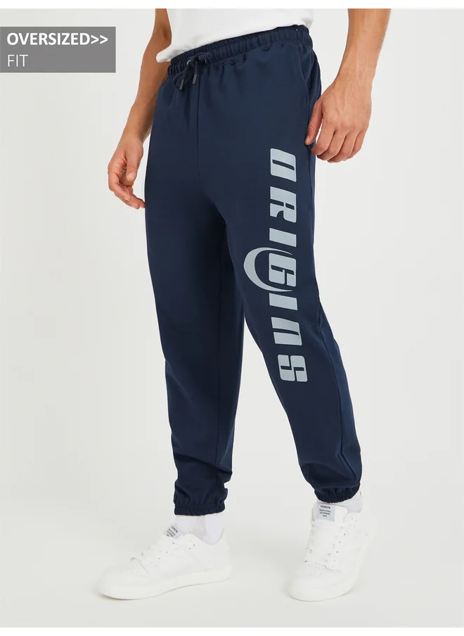 Styli Styli Slogan Print Oversized Fit Cotton Terry Jogger