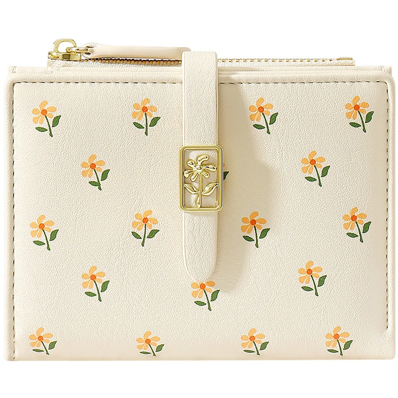 YINHEXI Women's Wallet, Faux Leather, Off White, Water Resistant, 5 Card Slots, 1 Cash Slot, 1 ID Window, 1 Zipper Coin Pocket, Portable, Fashionable, 4.53.71.2 Inch - Image 1