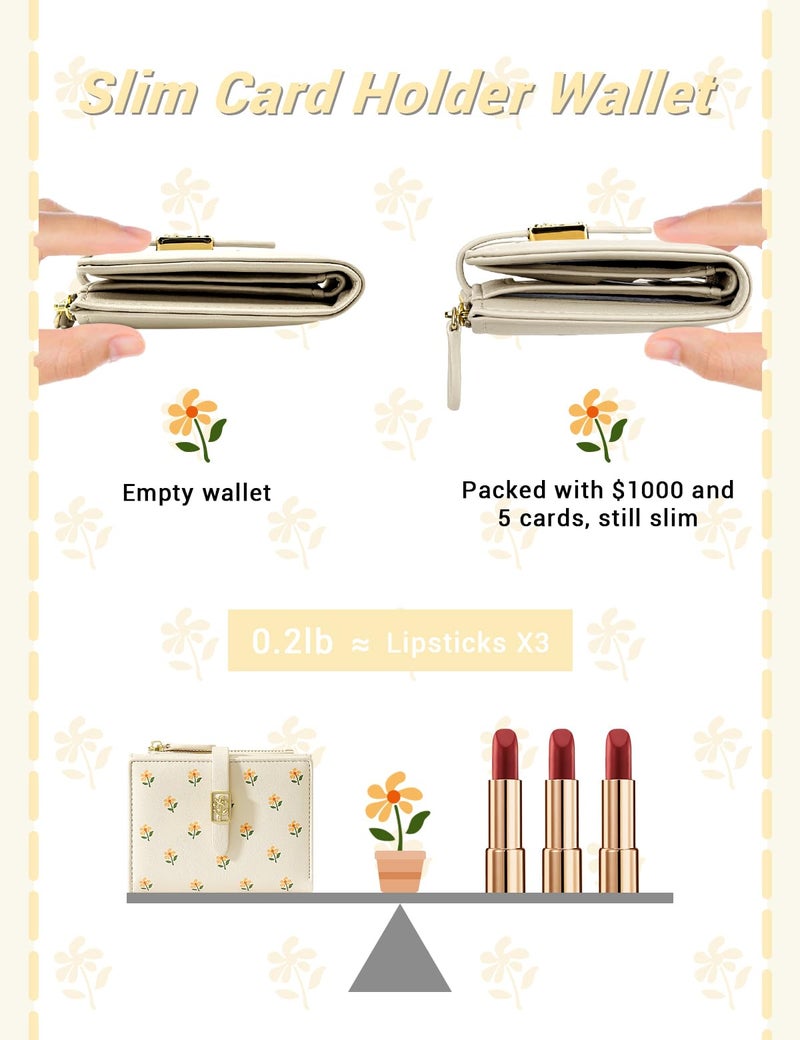 YINHEXI Women's Wallet, Faux Leather, Off White, Water Resistant, 5 Card Slots, 1 Cash Slot, 1 ID Window, 1 Zipper Coin Pocket, Portable, Fashionable, 4.53.71.2 Inch - Image 3