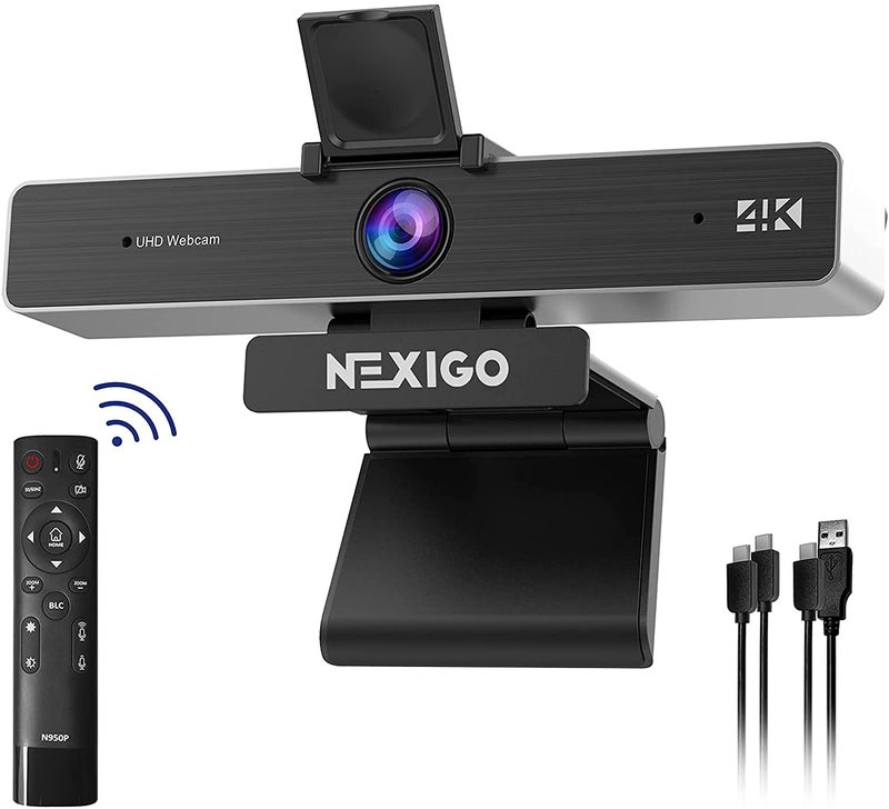 NEXIGO كاميرا ويب نكسيغو المعتمدة من زووم، N950P بدقة 4K مع تحكم عن بعد، مستشعر سوني ستارفس، زوم رقمي 5X، كاميرا ويب احترافية مع ميكروفونات ستيريو مزدوجة، لزووم وسكايب وتيمز وتويتش - Image 1