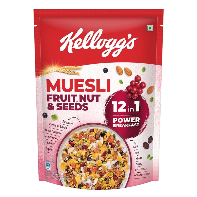 Kellogg's Muesli Fruit Nut & Seeds 500G | 12-In-1 Power Breakfast | India'S No 1 Muesli | Multigrain Breakfast Cereal - Image 1