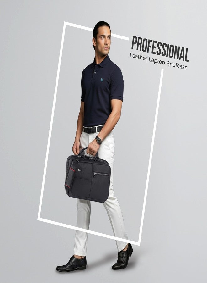 جير حقيبة كمبيوتر محمول صغيرة مقاومة للماء من الجلد الصناعي من Gear Professional، سعة 16 لترًا/12 بوصة، مناسبة للرجال والنساء (أسود-أحمر) - Image 2