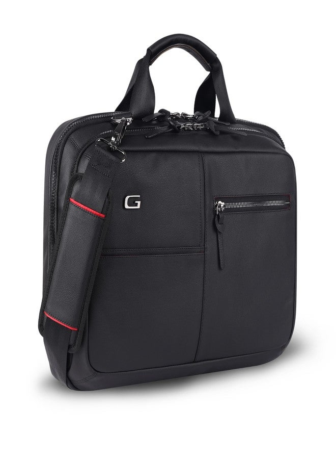 جير حقيبة كمبيوتر محمول صغيرة مقاومة للماء من الجلد الصناعي من Gear Professional، سعة 16 لترًا/12 بوصة، مناسبة للرجال والنساء (أسود-أحمر) - Image 1