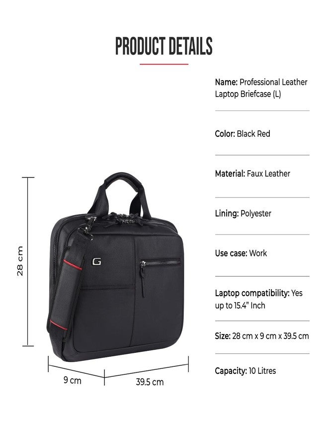جير حقيبة كمبيوتر محمول صغيرة مقاومة للماء من الجلد الصناعي من Gear Professional، سعة 16 لترًا/12 بوصة، مناسبة للرجال والنساء (أسود-أحمر) - Image 3