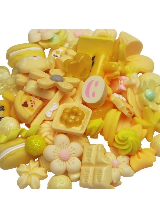 Chenkou Craft 50pcs Lots Mix Assort Easter DIY Flatbacks Resin Flat Back Buttons Scrapbooking (Yellow) - Image 1