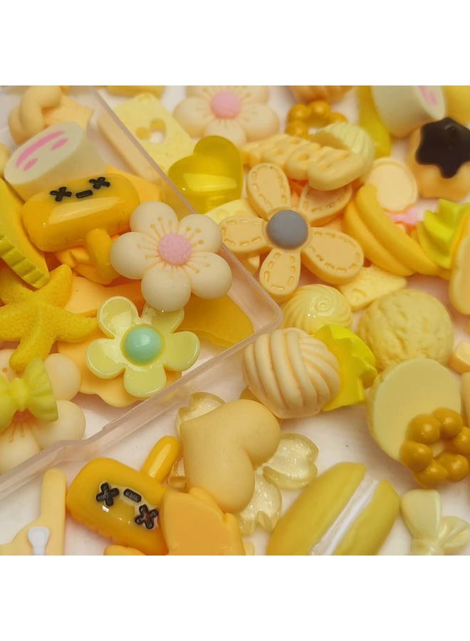 Chenkou Craft 50pcs Lots Mix Assort Easter DIY Flatbacks Resin Flat Back Buttons Scrapbooking (Yellow) - Image 2