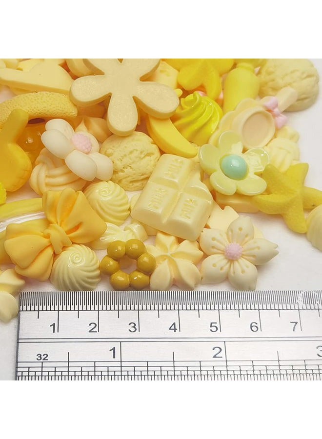 Chenkou Craft 50pcs Lots Mix Assort Easter DIY Flatbacks Resin Flat Back Buttons Scrapbooking (Yellow) - Image 3