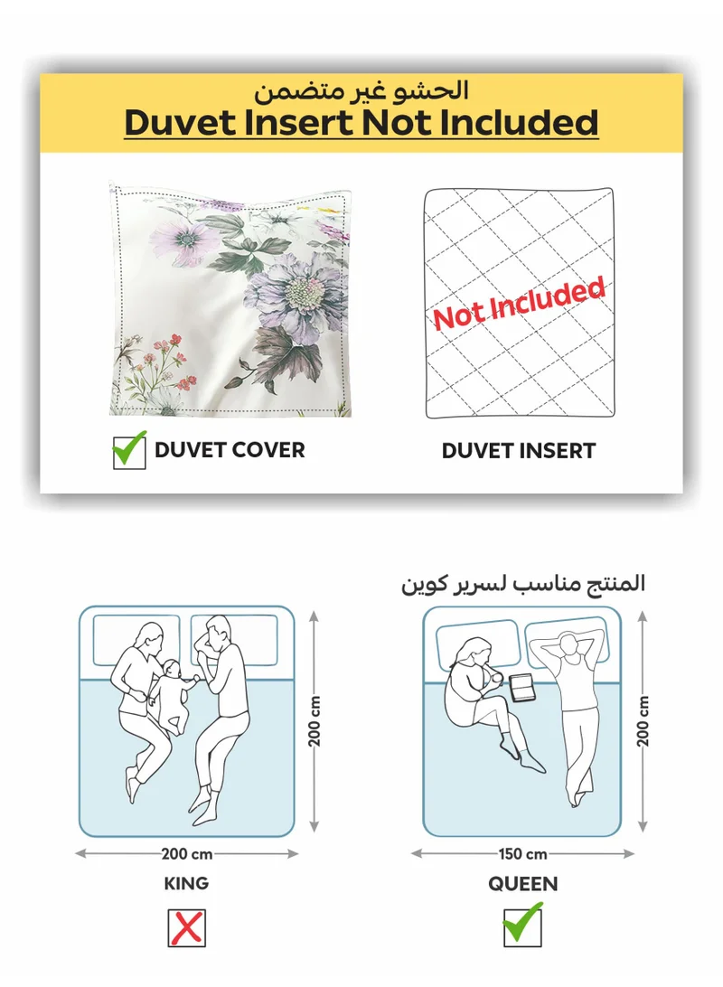 دوناتيلا طقم غطاء لحاف مشجر 4 قطع مقاس كوين يناسب سرير 150×200 سم مايكروفايبر ناعم , تصميم راقي و انيق , يناسب جميع الفصول (لا يشمل حشوة اللحاف)