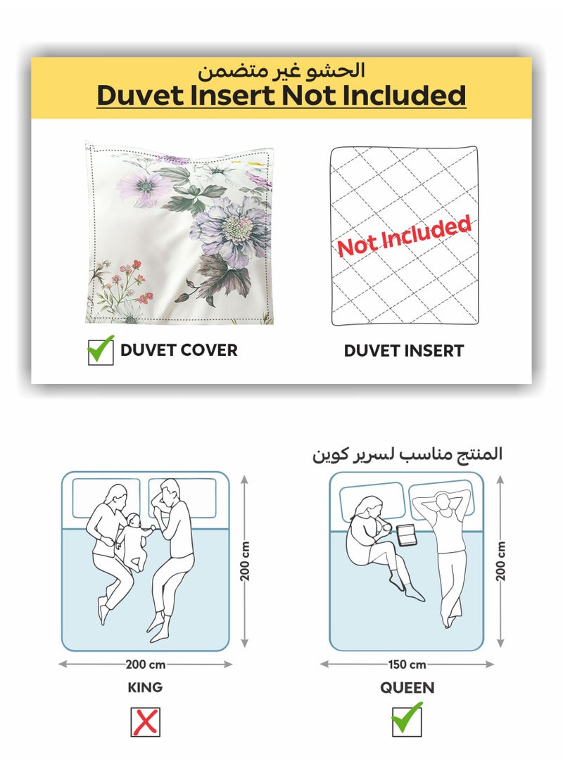 دوناتيلا طقم غطاء لحاف مشجر 4 قطع مقاس كوين يناسب سرير 150×200 سم مايكروفايبر ناعم , تصميم راقي و انيق , يناسب جميع الفصول (لا يشمل حشوة اللحاف)  - Image 3