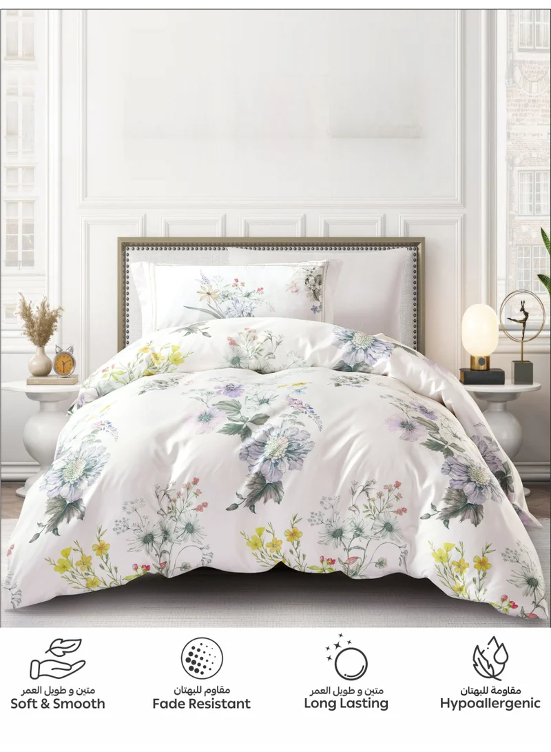 دوناتيلا طقم غطاء لحاف مشجر 4 قطع مقاس كوين يناسب سرير 150×200 سم مايكروفايبر ناعم , تصميم راقي و انيق , يناسب جميع الفصول (لا يشمل حشوة اللحاف)