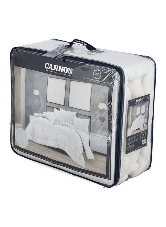 كانون طقم لحاف قطن ممتاز مخطط 4 قطع أبيض 50 x 35 x 60 سم CN CK4PCS-WHTD - Image 2