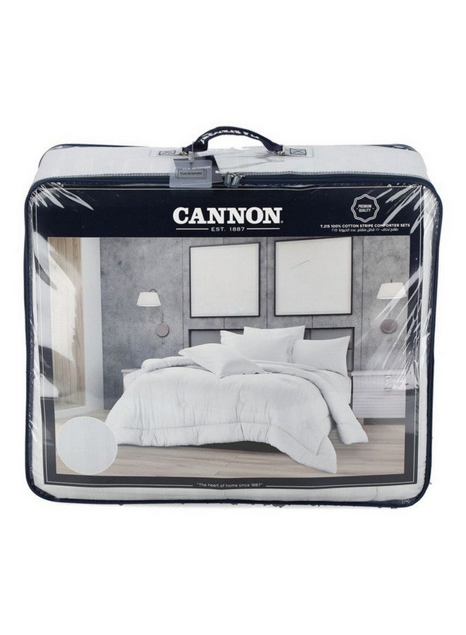 كانون طقم لحاف قطن ممتاز مخطط 4 قطع أبيض 50 x 35 x 60 سم CN CK4PCS-WHTD - Image 1