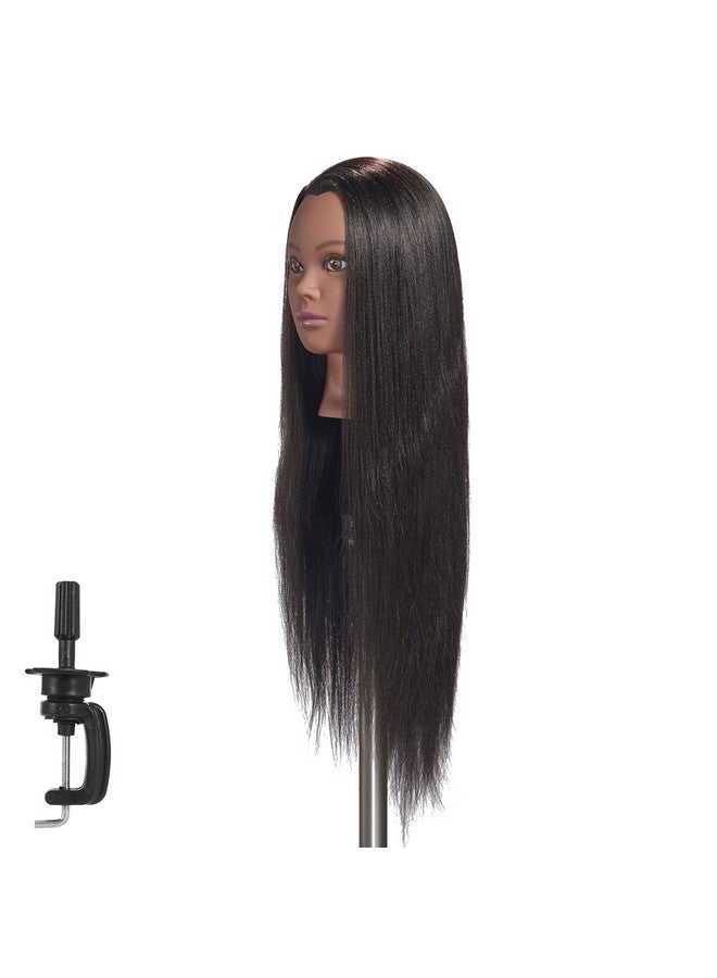 Hairginkgo Mannequin Head 26"-28" Super Long Synthetic Yaki Fiber Hair Manikin Head Styling Hairdresser Training Head Cosmetology Doll Head for Cutting Braiding Practice with Clamp (91806BY0220) - Image 5