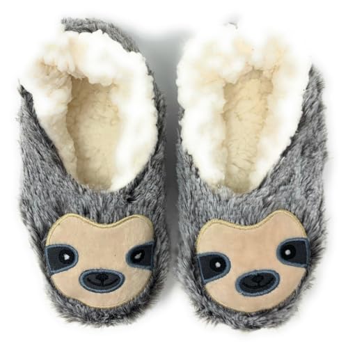 ooohyeah Women's Cozy Slippers, Oooh Yeah Sherpa Socks Funny Fluffy Fuzzy Animal Comfy Soft House Slippers (M, Sloth Steps) - Image 1