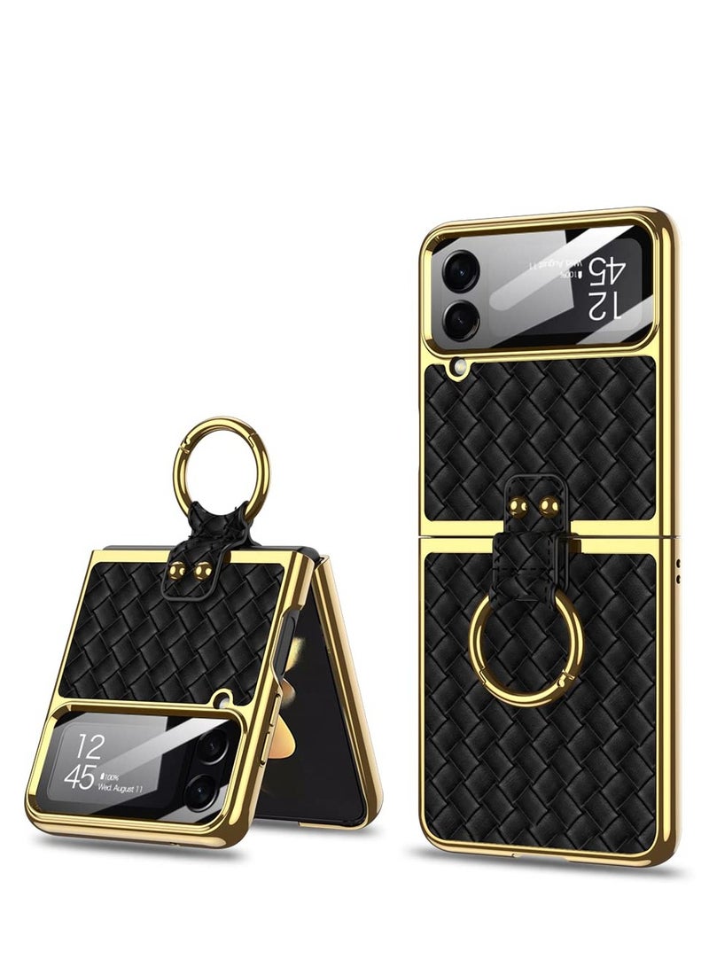 Excefore Designed for Samsung Galaxy Z Flip 4 Case Clear with Ring, Anti-Fall Shockproof Protective Phone Cover Compatible 5 G 2022(Black) - Image 1