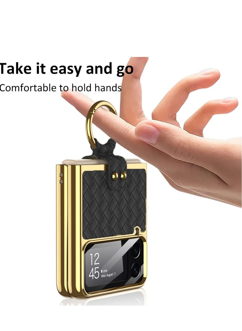 Excefore Designed for Samsung Galaxy Z Flip 4 Case Clear with Ring, Anti-Fall Shockproof Protective Phone Cover Compatible 5 G 2022(Black) - Image 3