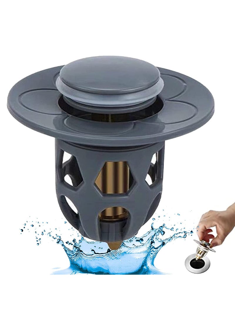 Barakah Pop Up Sink Plug, Universal Bathroom Sink Stopper, Bathroom Sink Plug Pop-up Drain Filter for 1.2-1.5 Inch Basin Sink Stopper, Replacement Drain Plug for Bathroom Basin Sink Kitchen Bidets (Black) - Image 1