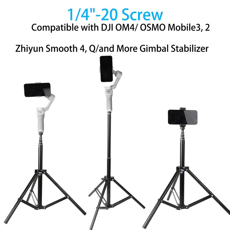 PellKing 2in1 Tripod Extension Rod 59in Adjustable Selfie Stick with Phone Clip for DJI OM4 SE 5/Osmo Mobile 6 3 2/Feiyu Zhiyun and More Hand Held Gimbal Stabilizer Accessories - Image 3